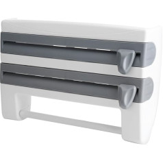Lipniosios plėvelės laikiklis, sieninis lipniosios plėvelės laikiklis su ergonomišku dizainu, skirtas lipniosios plėvelės dozatoriui ir pjaustytuvui, 39 x 10 x 24 cm (pilkai baltas)