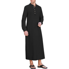 NANAMEEI Djellaba Vyriški marokietiški musulmoniški ilgomis rankovėmis musulmoniški Qamis Abaya Kaftan suknelė Button Down Mao apykaklė