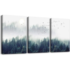 hyidecorart Fog Forest Pictures, drobė Miškas ir paukščiai rūke Modern Art Print, Sienų dekoravimas, Sienų paveikslai, Svetainė, Miegamasis, Virtuvė, Valgomasis ir Vonios kambarys