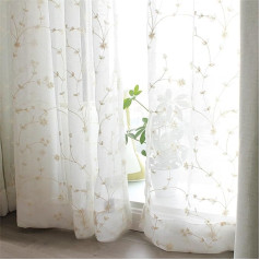 Freyamy Boho gėlių užuolaidos su raukiniais juosta, ūkis, kaimo namų stilius, baltos Voile užuolaidos, lauko romantiškos pusiau permatomos užuolaidos, svetainė, Vintage parduotuvės užuolaidos, 240 x 150 cm (H x