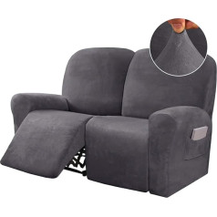 6 dalių atlošo dangteliai 2 sėdimoms vietoms Velveto tempimo atlošo sofos dangteliai 2 pagalvėlėms Sofa Slipcovers Baldų dangteliai Tailored Style Storas minkštas skalbiamas pilkas