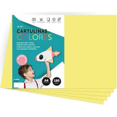 A4 formato pastelinių spalvų kartonas 180 g, skirtas amatams, dokumentams spausdinti ir kūrybiniams projektams A4 m-office (x500, geltonos spalvos)