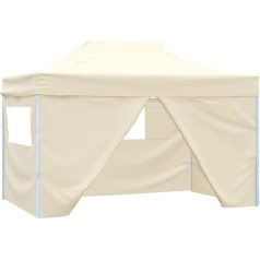 vidaXL Profesionalus vakarėlių palapinė sulankstoma su 4 šoninėmis sienelėmis Vandeniui atspari pavėsinė Marquee Garden Tent Alaus palapinė Sulankstoma pavėsinė Garden 3 x 4 m Steel Cream