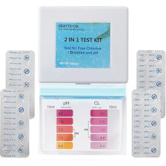 SBINTUOR 2-in-1 rinkinys Baseino testeris pH ir chloro, tabletės Baseino testeris, vandens testas chloras / bromas ir pH, baseinų priedai Vandens testeris baseinui, SPA, sūkurinei voniai (20 x DPD1 tablečių + 20 x raudonasis fenolis)
