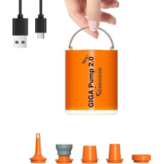 GIGA siurblys 2.0 elektrinis nešiojamas oro siurblys 1300 mAh akumuliatoriaus įkraunamas siurblys Ultra mini pripūtimo / ventiliacijos siurblys, skirtas plaukimo žiedams Oro čiužinys lova baseinas žaislas su 400 LMS šviesa
