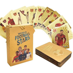 Dhqkqqg Futbolo žvaigždžių kortelės, futbolo kortelės 2025, 55 vnt., aukso folija, futbolo prekybos kortelės, futbolo žvaigždžių kortelės futbolo gerbėjams ir kolekcininkams, Euro futbolo kortelės, dovana gimtadienio proga, Kalėdos