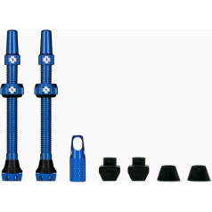 MUCOFF Unisex Adult Kit de Valves V2 2 x lengvi, patvarūs, atsparūs vandeniui ir lengvai pripučiami vožtuvai, pagaminti iš 7075 Aviation Aluminium su 3 įdėklais, mėlyni, 80 mm