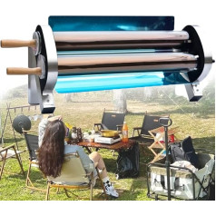 Nešiojamoji saulės kepsninė Krosnelė BBQ Grill Nerūdijančio plieno krosnelė, 2,6L saulės viryklė su didele talpa lauko piknikui Stovyklavietė Sulankstomas fotoelektrinis anglies trigubas naudojimas