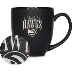 Rico Industries NBA krepšinio Atlanta Hawks Alternate 1 15oz lazeriu graviruotas matinės juodos spalvos keraminis Bistro puodelis karštiems arba šaltiems gėrimams