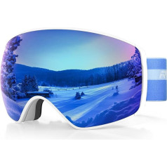 RIOROO Unisex slidinėjimo akiniai vyrams moterims paaugliams, snieglenčių akiniai nešiojantiems akinius, slidinėjimo akiniai su keičiamais lęšiais, OTG apsauga nuo UV spindulių, suderinami su šalmu, sferiniai slidinėjimo akiniai nuo rūko