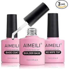 AIMEILI 7 in 1 statybinio gelio ir viršutinio sluoksnio bazinio sluoksnio rinkinys, 3 x 10 ml nagų priauginimo gelio skaidrus statybinis pagrindas be nuvalymo, viršutinio ir bazinio sluoksnio gelio bazinio sluoksnio ir viršutinio sluoksnio manikiūro 