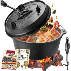 Overmont Dutch Oven ugnies puodas ketaus puodas sodo ugniavietei, kempingams., m