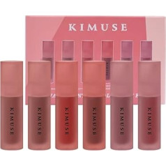 KIMUSE lūpų dažai, vandeninis gelinis atspalvis, 6 spalvos, labai pigmentuoti, lengvi, ilgai išliekantys, drėkinantys, niekada nebandyti su gyvūnais