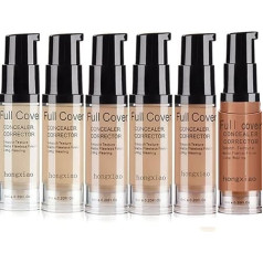 Allbestaye 6Pcs Full Coverage Concealer Set Corrector Cover Pimples Freckles Scars Moisturizing Brighten Skin Color Liquid Cream