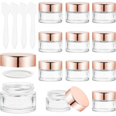 12 vienetų 15g mini apvalios apvalios tuščios masono stiklainiai kosmetikos stiklainiai su rožių aukso dangteliu lūpų šveitimo kremas losjonas tepalas milteliai karoliukai