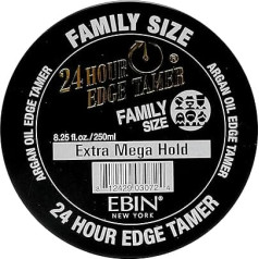 EBIN NEW YORK 24 Hour Edge Tamer, itin stiprios fiksacijos, 8,25 oz - nenulupamas, be baltų likučių, blizgesys ir glotni tekstūra su argano aliejumi ir ricinos aliejumi