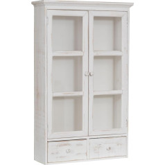 Biscottini Kabanti medinė ir stiklinė vonios kambario spintelė L 42,5 x D 19,5 x H 76,5 cm - sieninė vonios ir virtuvės spintelė - baltos spalvos skalbimo miltelių spintelė, taupanti vietą