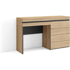 Skraut Home Tualetinis staliukas su daiktadėže 127 x 75 x 35 cm su stalčiumi Komoda Modernus stilius Ąžuolas