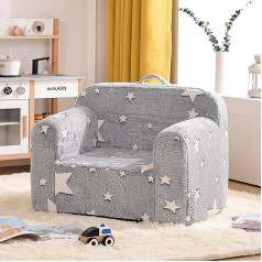 Yotating Vaikiška sofa mažylio kėdė, vaikiška sofa su šoninėmis kišenėmis su nuimamu ir skalbiamu užvalkalu, nešiojimo rankena, mažylio kėdė su porankiu, vaikiška sofa mergaitei arba berniukui