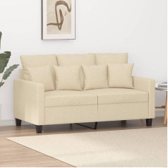 Klyeon 2 vietų sofa kreminė 120 cm audinys, kreminės spalvos moderni 2 vietų sofa su patogiomis pagalvėlėmis svetainei svetainė svetainė, sofos