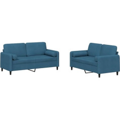 Vidaxl 2 dalių sofos komplektas, fotelis sofa su pagalvėlėmis, sofa svetainės sofa su porankiais, sofos komplekto dizainas sofos sėdimieji baldai minkšti baldai, mėlynas aksomas