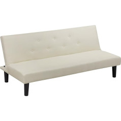 Baroni Home Trijų vietų medžiaginė sofa-lova, paverčiama minkšta lova, atlenkiama sofa su plastikinėmis kojomis svetainei, svečių kambariui, atsidaro 93 cm, 167 x 70 x 77 cm (Panna spalva)