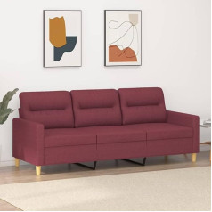 IKAYAA 3-vietė sofa, 3-vietė sofa, 3-vietė sofa, 3-vietė sofa, svetainės sofa, vyno raudona, 180 cm audinys