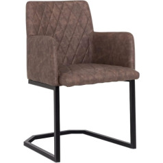 Woodkings ® Clinton Konsolinė kėdė su porankiu, dirbtinė oda, ruda, metalinė, juoda, valgomojo kėdė su porankiu, moderni, dizainerio kėdė, metalinė kėdė, virtuvės kėdė, patogi (ruda - 1 pakuotė)