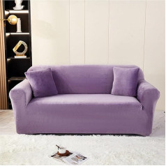 Hiseng Velvet Sofos užvalkalas, elastingas 1-4 vietų sofos užvalkalas su elastinga juosta, universalus sofos užvalkalas, sofos apsauga naminiams gyvūnėliams (2-vietis, violetinis)