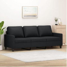 Tanzem 3 vietų sofa juoda, 180 cm, dirbtinė oda, Sofos ir kušetės, Sofa svetainė, Sofa paauglių kambariui, Sofa poilsiui, Sofa miegamajam, Miegamojo sofa, Minkšta sofa 359142
