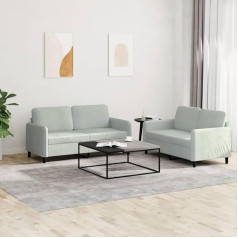 Zeyuan 3201974 2 dalių sofos komplektas šviesiai pilkas aksomas, poilsio sofa, sofos ir kušetės, relaksacinė sofa, sofa svetainei, sofa su