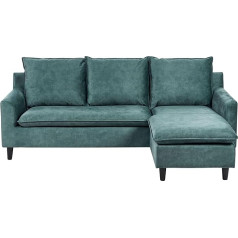 Beliani Madinga kampinė sofa Kilnojamasis Osmanų aksomo audinys Mėlyna/Turkio spalva Kairė pusė Elvenes