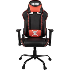 Konix One Piece Gaming-Bürostuhl - Sitzneigung 150° - Polyurethan-Leder - Einstellbares Lordosen- und Nackenkissen - Kopfstütze - Schwarz