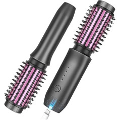 Belaidis garbanojimo šepetys, nešiojamasis kelioninis garbanojimo šepetys moterims, 7000 mAh USB įkraunamas garbanojimo šepetys su neigiamais jonais, pilkas