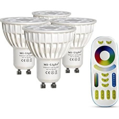 LIGHTEU®, 4 x 4 W GU10 RGB + CCT LED prožektorių spalvos keitimas ir CCT WW CW temperatūros reguliavimas, originalus 