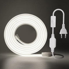 KISUFU 220 V COB LED juosta su perjungiamu kištuku 15 m, 288 LED/m lanksti didelio tankio CRI≥85 FCOB LED juosta, LED juosta IP65 atspari vandeniui Super ryški LED šviesos juosta miegamajam, spintos apšvietimui