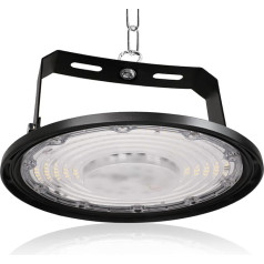 JBdusn LED UFO salės apšvietimas 200 W, vidaus prožektorius LED High Bay Light 6500 K Cool White su stovu, LED UFO pramoninė lempa Prožektorius dirbtuvių apšvietimas dirbtuvėms ir gamyklų salėms