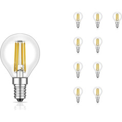 ledscom.de 10 E14 LED lempučių G45 šiltai balta (2700K) 4,5W 542LM 3 lygių reguliatoriaus pakuotė