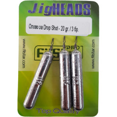 PRO FILSTAR Drop Shot švino rinkinys 3 vnt. 20 g - Dropshot švinas - Žvejybinių svarelių rinkinys su sūpuoklėmis - Žvejybiniai svareliai - Jig Heads - Žvejybinis švinas - Žvejybos rinkinys - Žvejybiniai svareliai - Kulkos švinas - Žvejyba