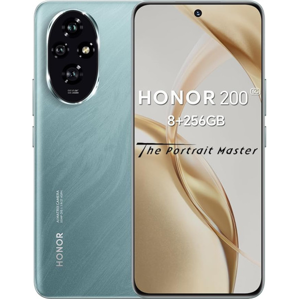 HONOR 200 išmanusis telefonas, 5G mobilusis telefonas, 6,7 colio, 5200 mAh, 100 W greitasis įkrovimas, 50 MP triguba pagrindinė kamera, itin plonas 7,7 mm, apsauginis ekranas, smaragdo žalios spalvos
