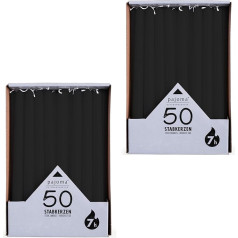 pajoma® Taper Candles Black - 2 x 50 vnt. | Aukštis 25 cm, degimo trukmė apie 7 val. | Be kvapo, tinka žvakidėms, dekoracijoms ir šventėms