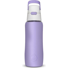 DAFI Vandens butelis su filtru Solid 0,7 l violetinės spalvos - vandens butelis su vandens filtru, be BPA, sportinis butelis su filtruotu vandeniu kelionėms, filtruotas butelis lauke + aktyvuotos anglies filtro šiaudelis