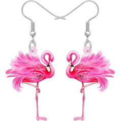 LONYOO Akrilo mielos rožinės spalvos flamingo auskarai Dangle Drop papuošalai mielos flamingo dovanos moterims mergaitėms paukščių pakabukai