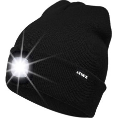 ATNKE LED šviesos iki Beanie kepurė, įkraunama USB bėgimo kepurė su itin ryškiu 4 LED mirksinčiu įspėjamuoju žibintu