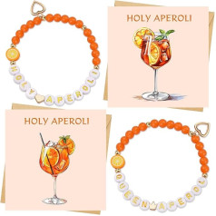 YYSWSAKY Aperol dovanos moteriai 2 dalių Aperol apyrankė ir 2 dalių Aperol gimtadienio kortelė su vokeliu lipdukas Aperol dekoracijos merginai, kolegoms, šeimai, akrilas, be brangakmenių