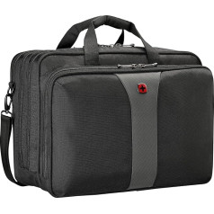 WENGER 612260 Nešiojamojo kompiuterio krepšys per petį, nešiojamasis kompiuteris iki 17 colių, portfeliai, 27 L, moterims vyrams, biurui, verslui, kelionėms, universitetui, juoda/pilka, juodas, tvarus