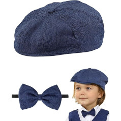 mintgreen Vaikų plokščia kepurė Kūdikių berniukai eglutė Tweed Peaked kepurė Beret Newsboy kepurė su peteliške