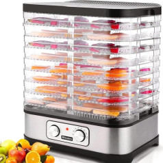 COOCHEER maisto dehidratorius 8 pakopų vaisių ir daržovių dehidratorius 400 W su 72 valandų laikmačiu ir reguliuojama temperatūra Mechaninis nustatymas Be BPA
