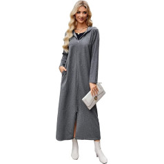 Moterų chalatas su gobtuvu Zip medvilnės lengvas ilgas chalatas Cuddly House Coat Sleepwear Kimono chalatas moterims Loungewear