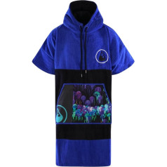 Wave Hawaii Jellygang Surf Poncho for Body Sizes from 170-200 cm Poncho 100% Eco Cotton Velour Changing Aid for Swimming Beach Surfing Bath Towel Bath Poncho Shower Poncho for Women Men Adults, Blue